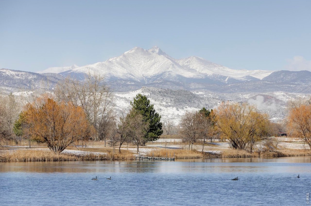 Homesite sited toward Longs Peak and the lake