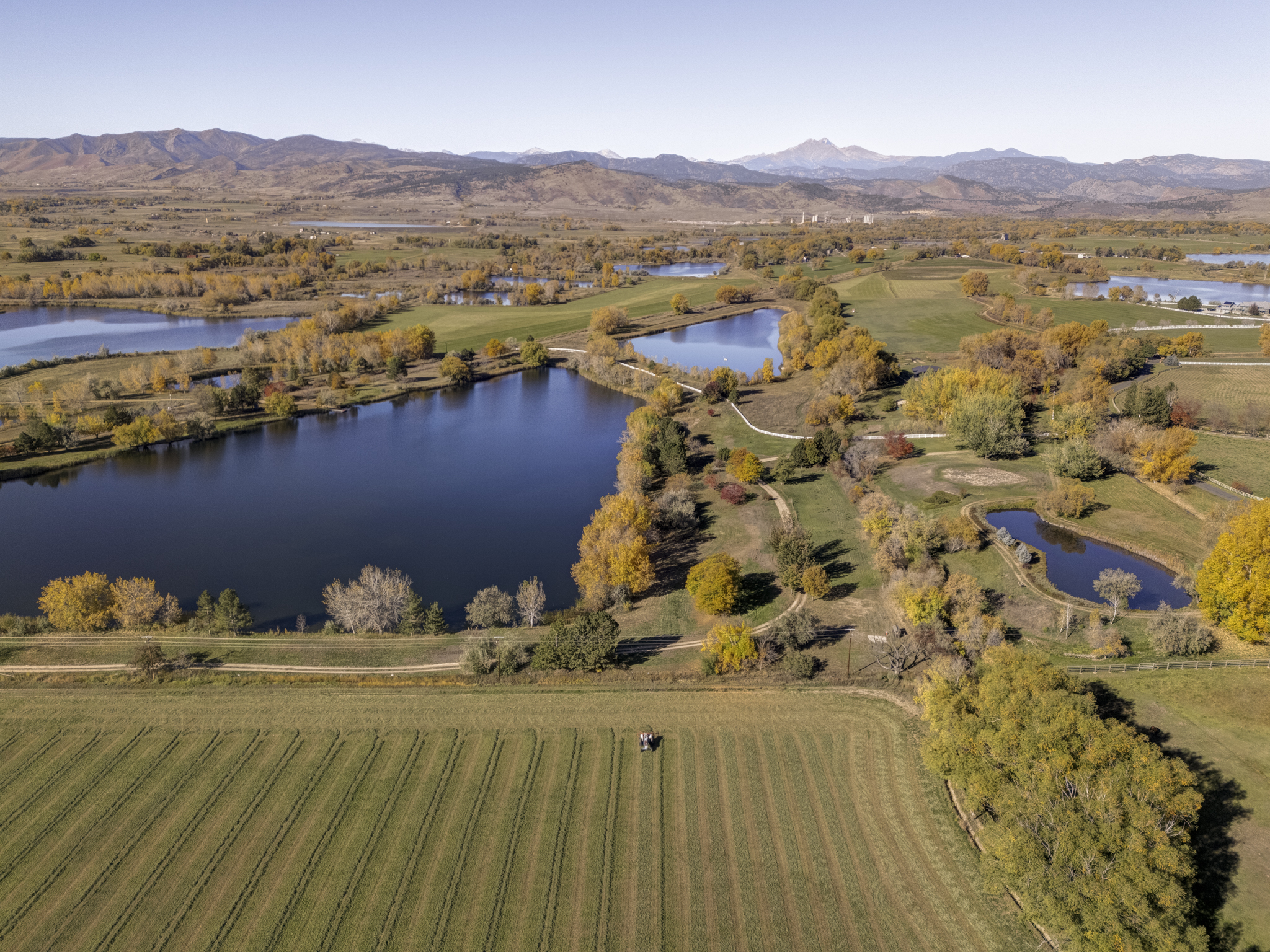 Aerial of the lake and land